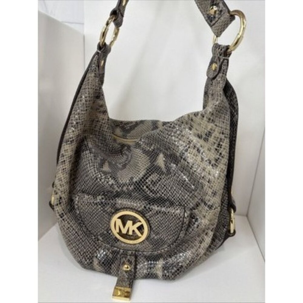 Michael Kors Python Embossed Leather Hobo Shoulde… - image 2